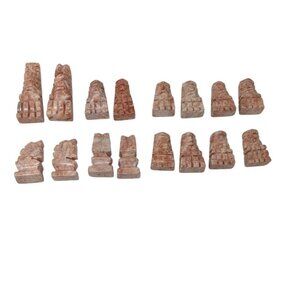 Set of 16 Pink Mexican Aztec Marble Stone Quartz? Chess Replacement Pieces
